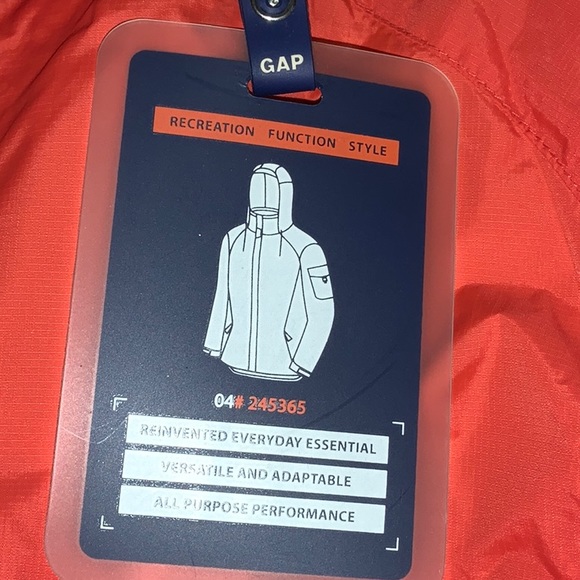 NWT! Gap Men’s Packable Water Resistant Jacket. Orange XL. Full Zip - Picture 3 of 7